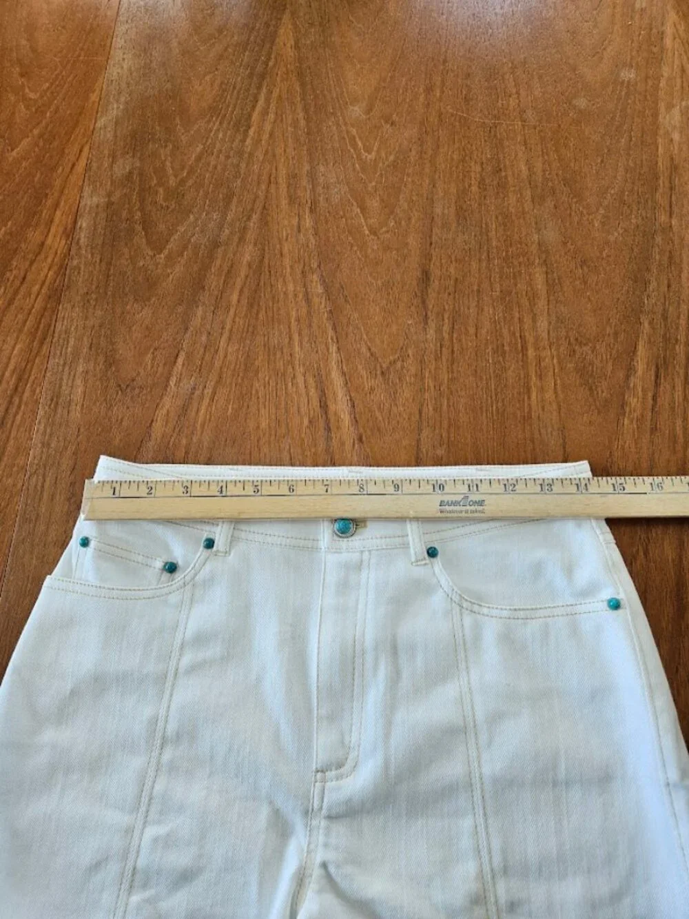 Cinq a Sept Turquoise Embellished Ceil Shorts Denim White 4 - Picture 10 of 12